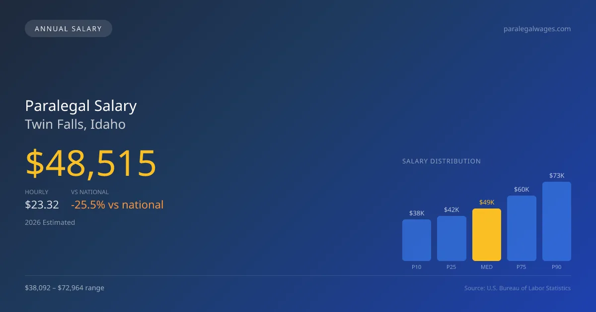 Paralegal Salary in Twin Falls, ID — 2026 est., based on 2025 BLS
