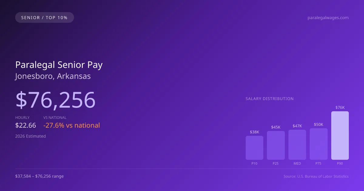 Paralegal Senior Salary in Jonesboro, AR — 2026 est., based on 2025 BLS