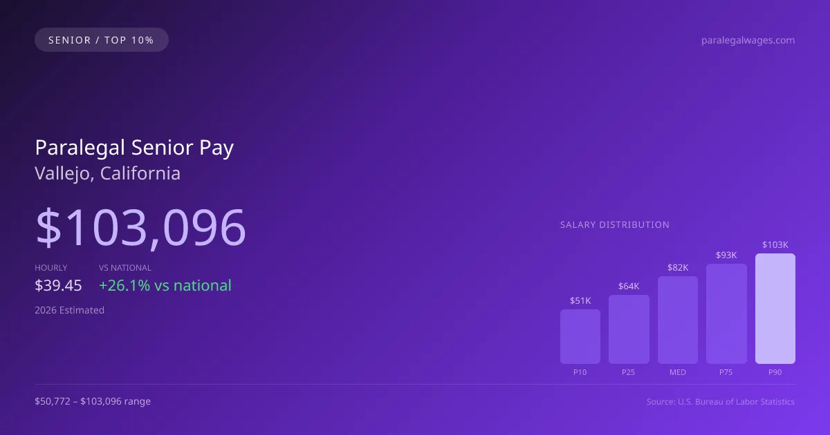 Paralegal Senior Salary in Vallejo, CA — 2026 est., based on 2025 BLS