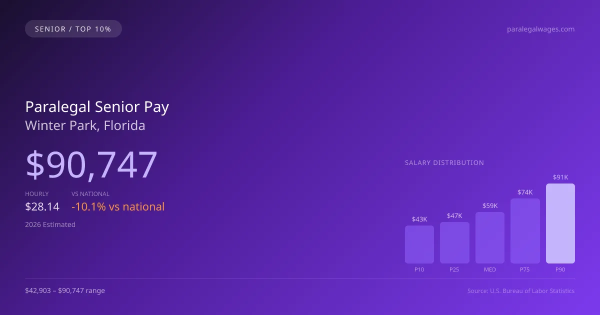Paralegal Senior Salary in Winter Park, FL — 2026 est., based on 2025 BLS