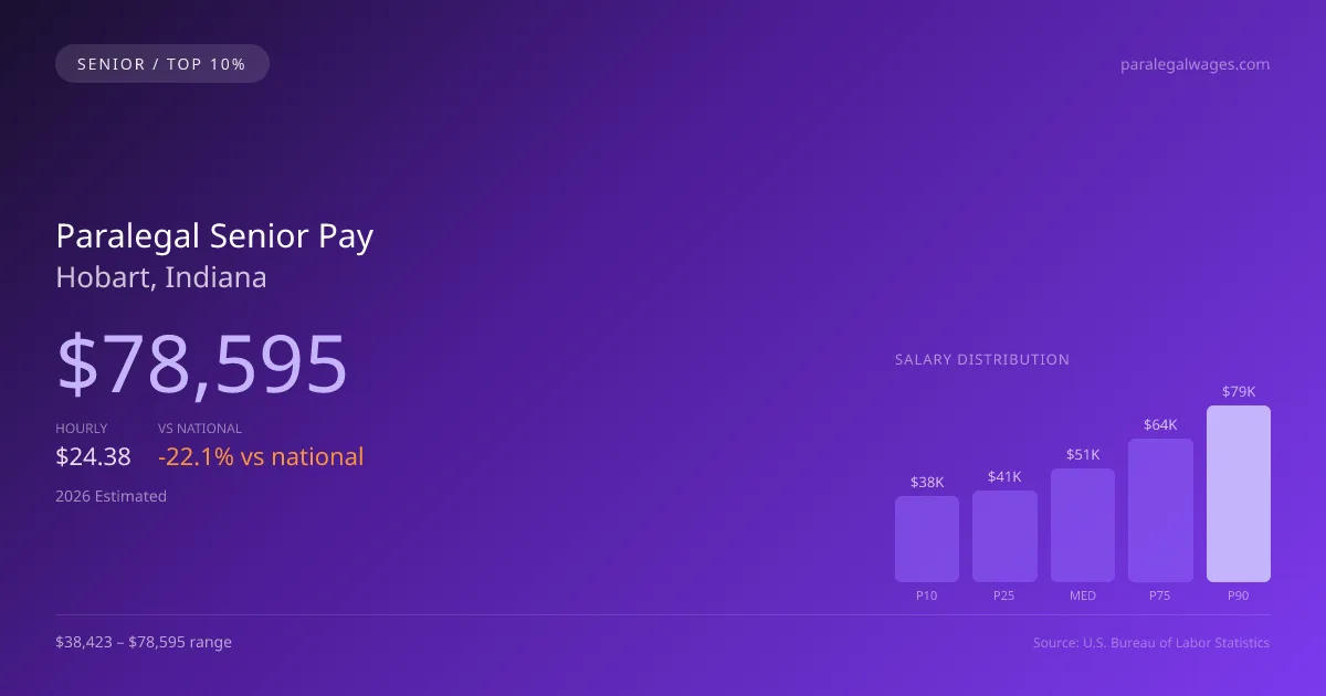 Paralegal Senior Salary in Hobart, IN — 2026 est., based on 2025 BLS