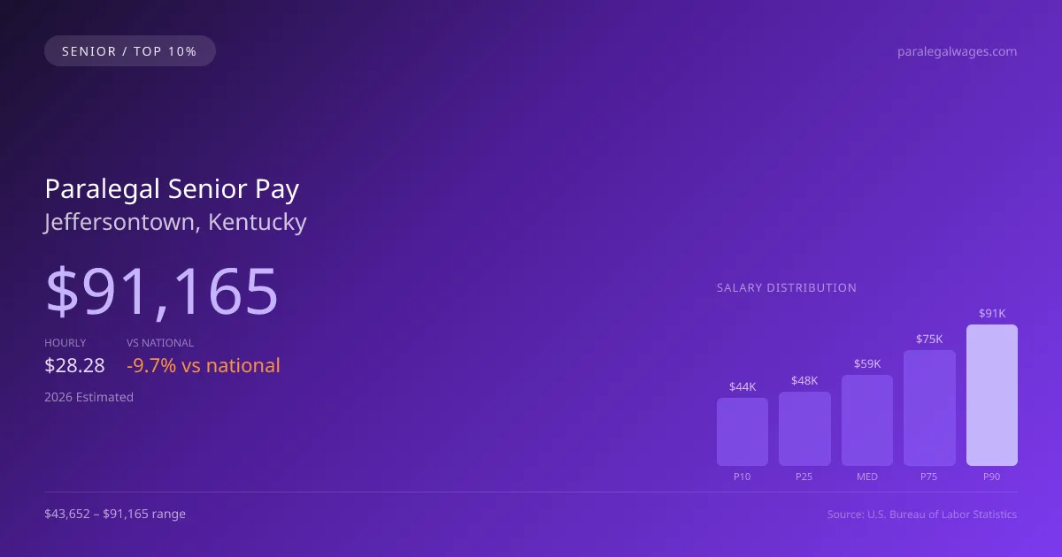Paralegal Senior Salary in Jeffersontown, KY — 2026 est., based on 2025 BLS
