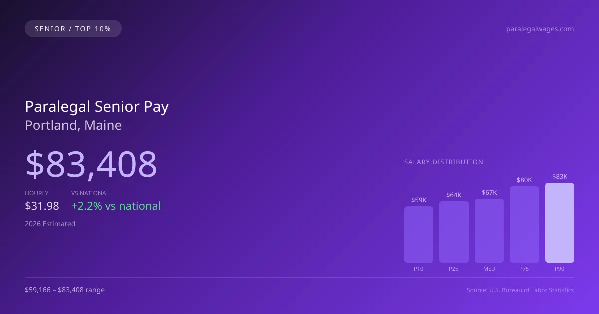 Paralegal Senior Salary in Portland, ME — 2026 est., based on 2025 BLS