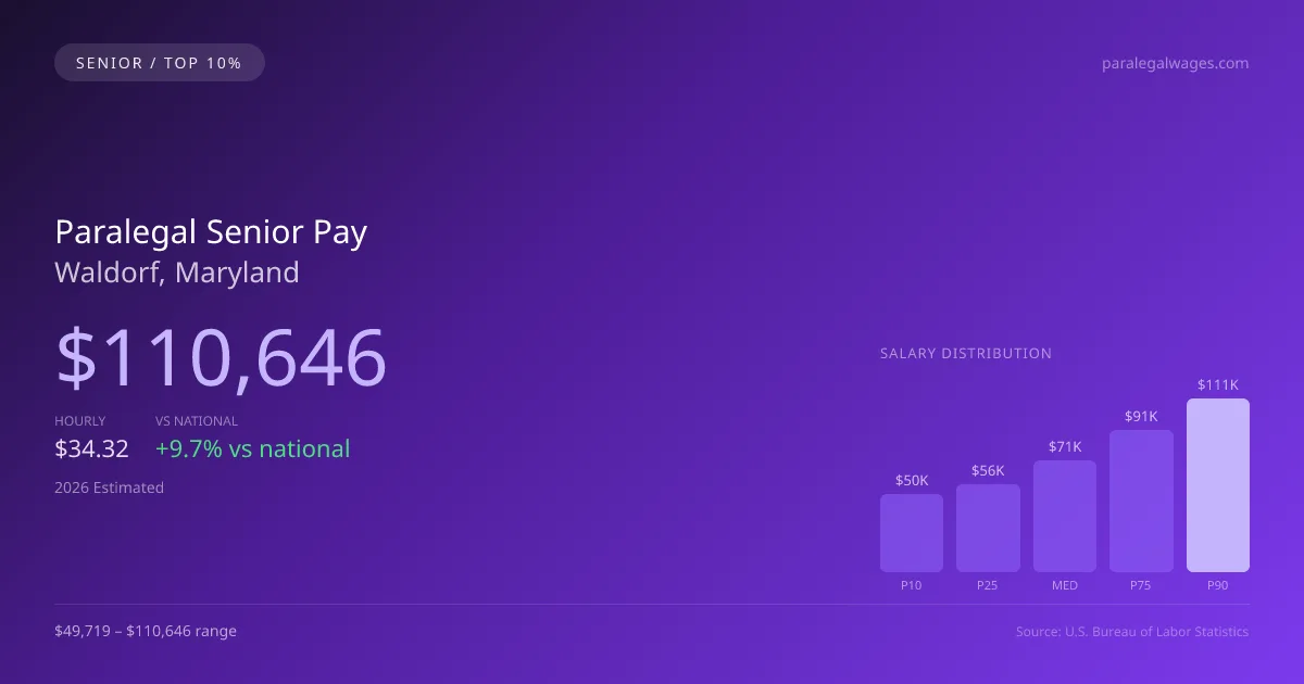 Paralegal Senior Salary in Waldorf, MD — 2026 est., based on 2025 BLS