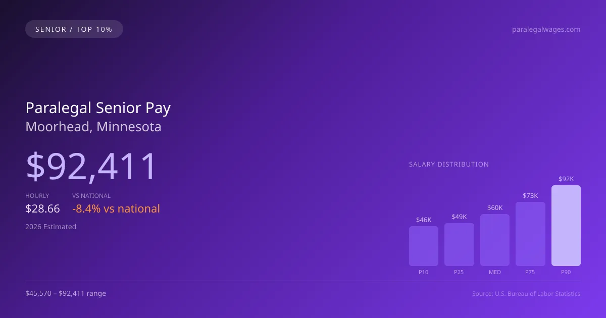 Paralegal Senior Salary in Moorhead, MN — 2026 est., based on 2025 BLS