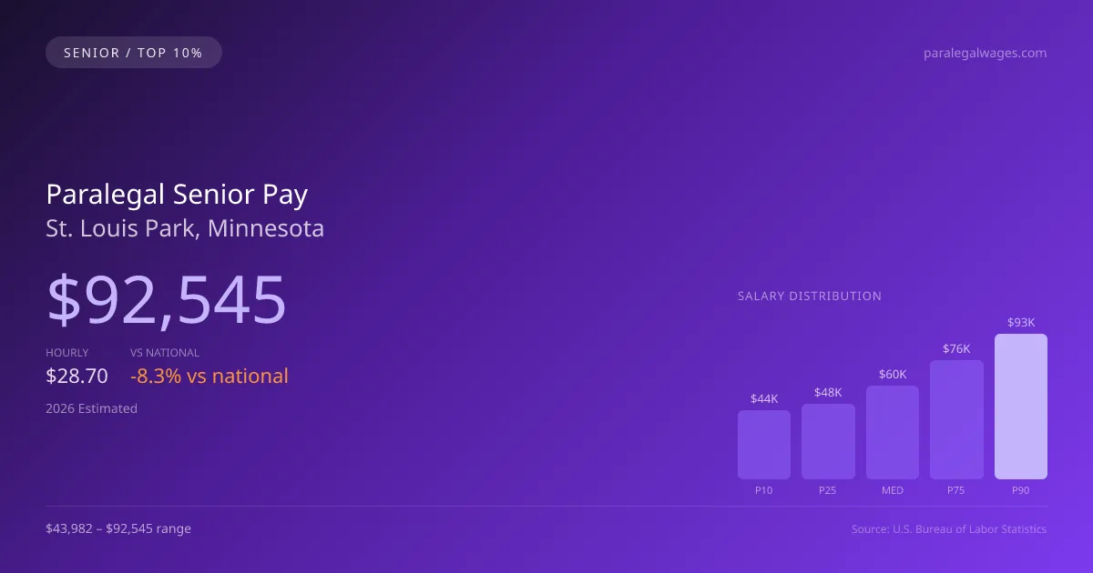 Paralegal Senior Salary in St. Louis Park, MN — 2026 est., based on 2025 BLS