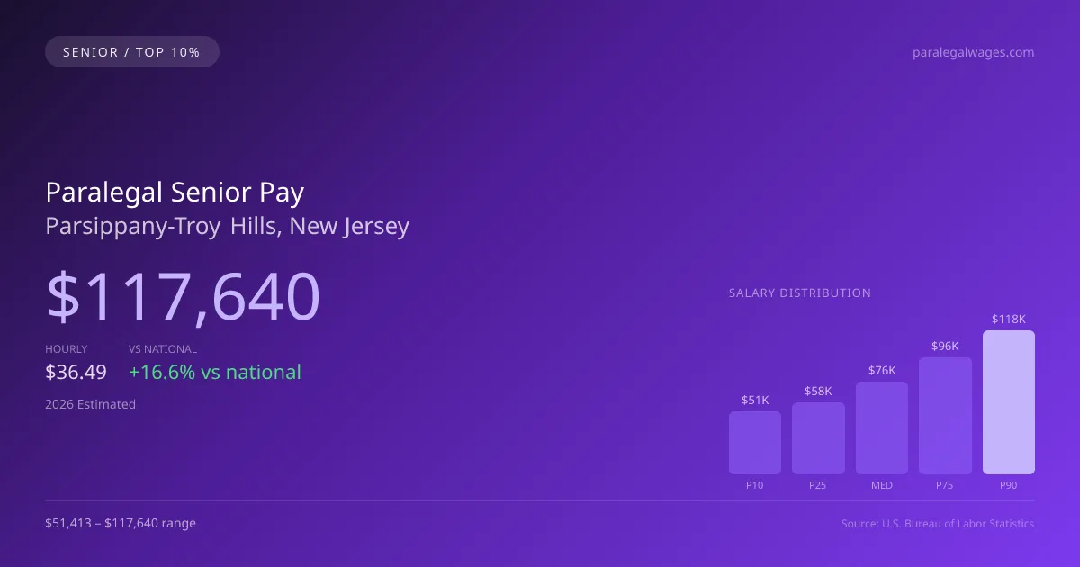 Paralegal Senior Salary in Parsippany-Troy Hills, NJ — 2026 est., based on 2025 BLS