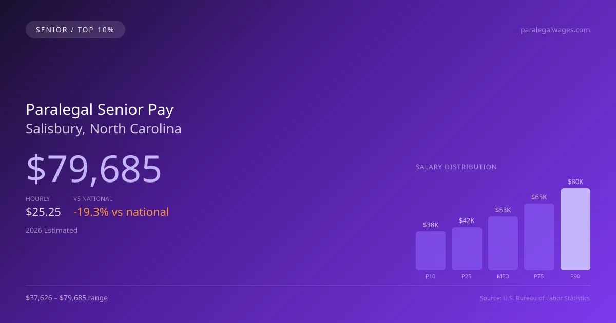Paralegal Senior Salary in Salisbury, NC — 2026 est., based on 2025 BLS