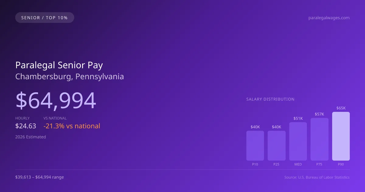 Paralegal Senior Salary in Chambersburg, PA — 2026 est., based on 2025 BLS