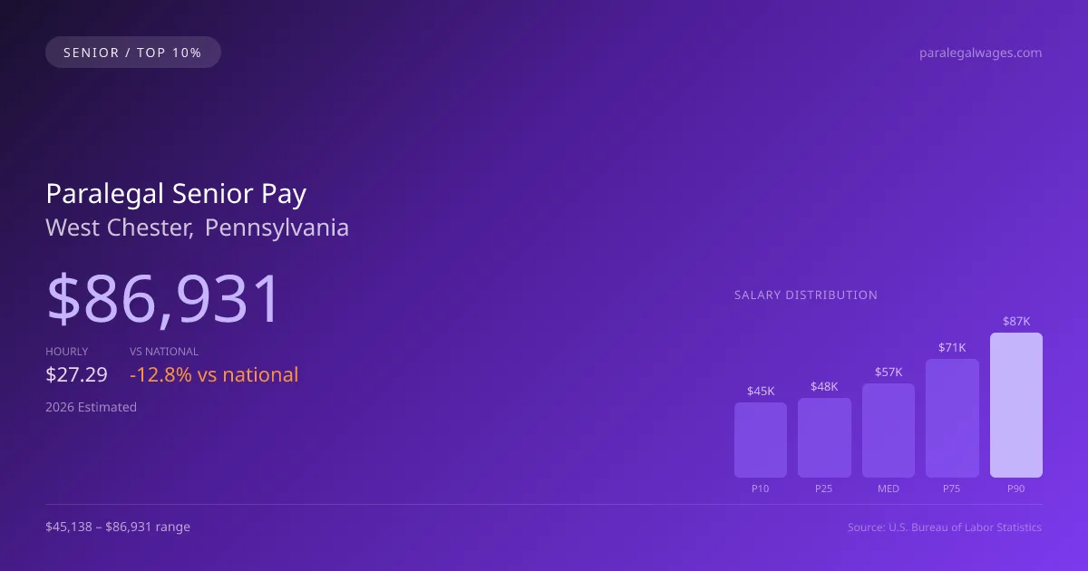 Paralegal Senior Salary in West Chester, PA — 2026 est., based on 2025 BLS