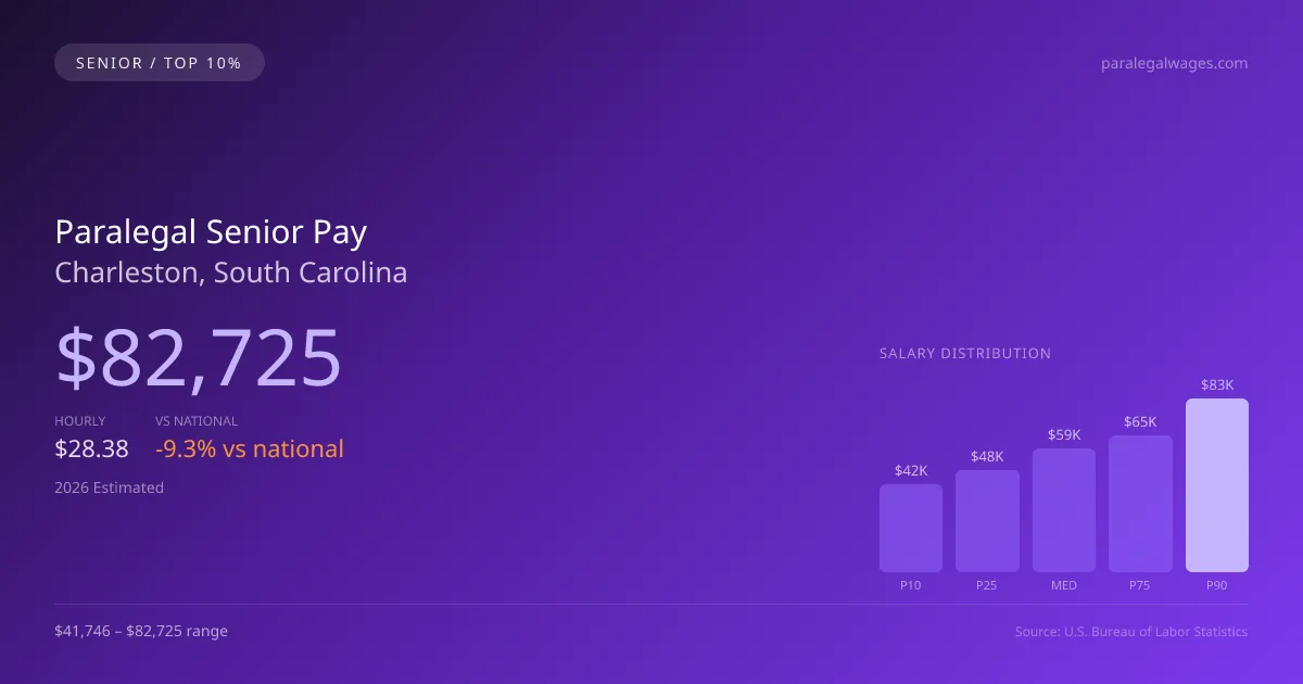 Paralegal Senior Salary in Charleston, SC — 2026 est., based on 2025 BLS