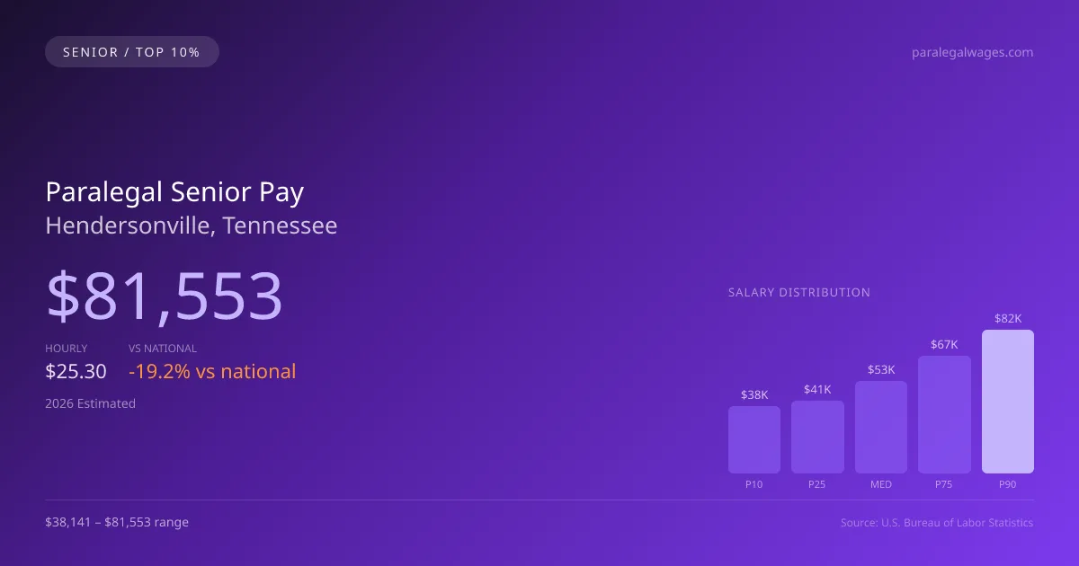 Paralegal Senior Salary in Hendersonville, TN — 2026 est., based on 2025 BLS