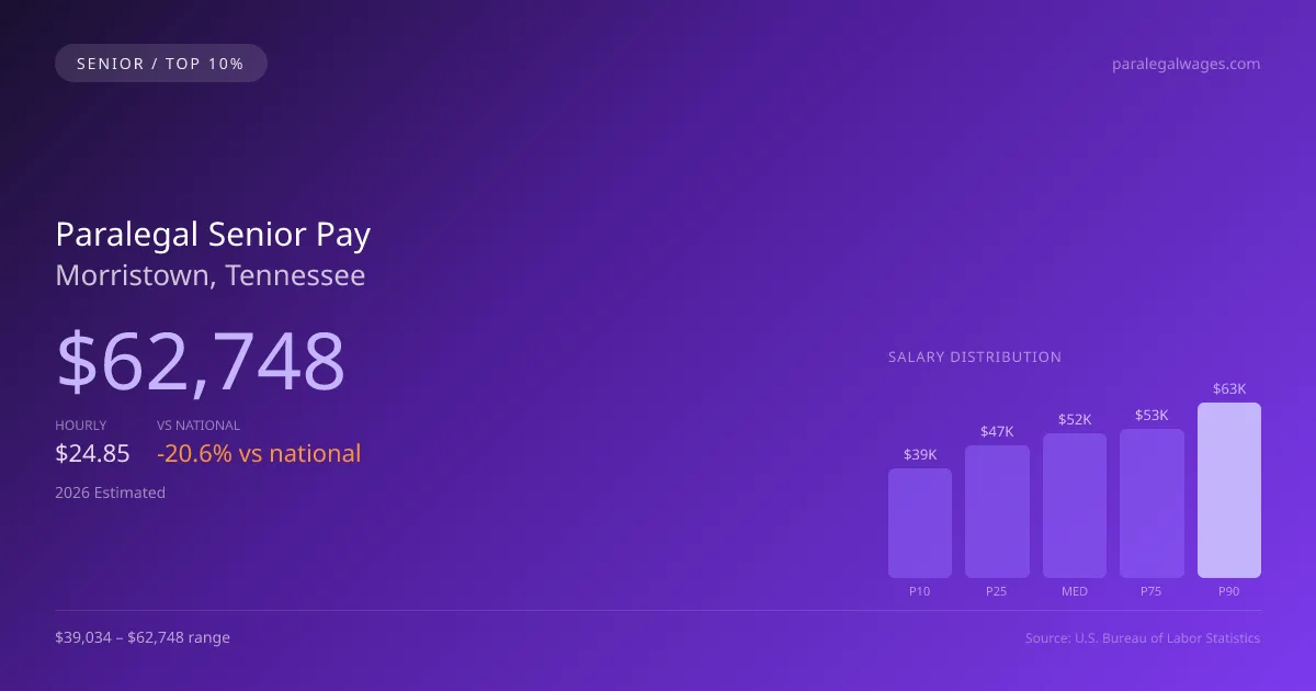 Paralegal Senior Salary in Morristown, TN — 2026 est., based on 2025 BLS