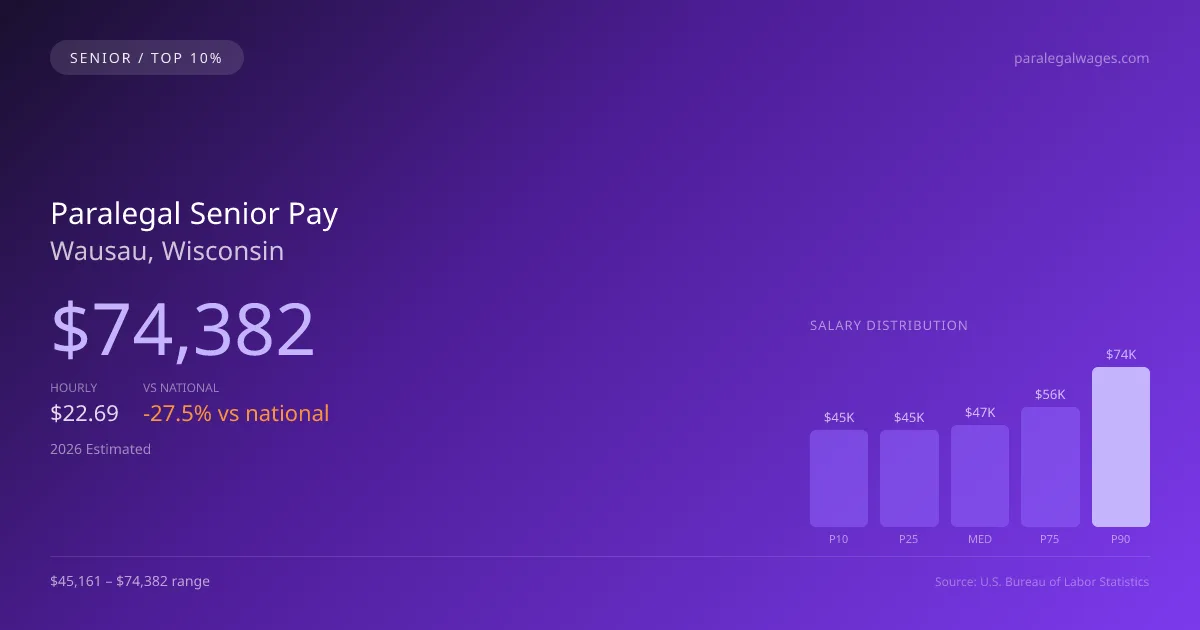 Paralegal Senior Salary in Wausau, WI — 2026 est., based on 2025 BLS